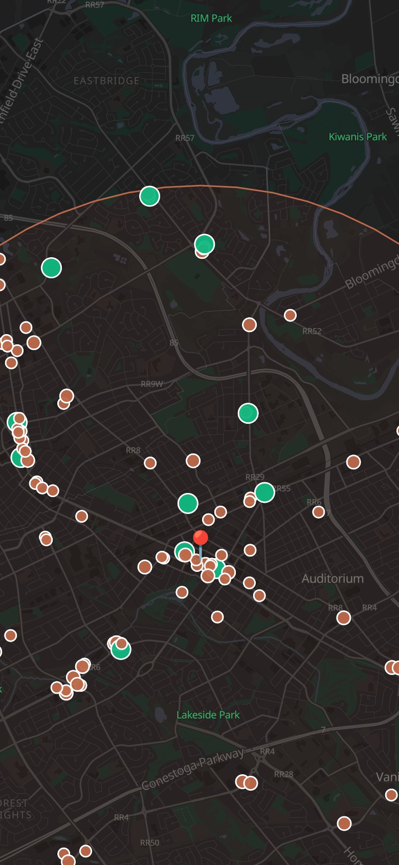 MealRadar map view with nearby deals pinned
